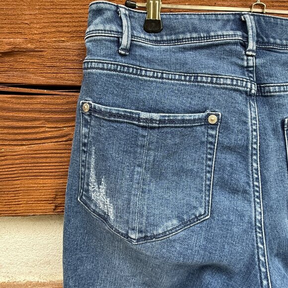 J JILL Denim Kick Flare Ankle Jeans. Raw Hem, Mid-Rise, Stretch, Blue. Sz 6 EUC - Picture 12 of 15